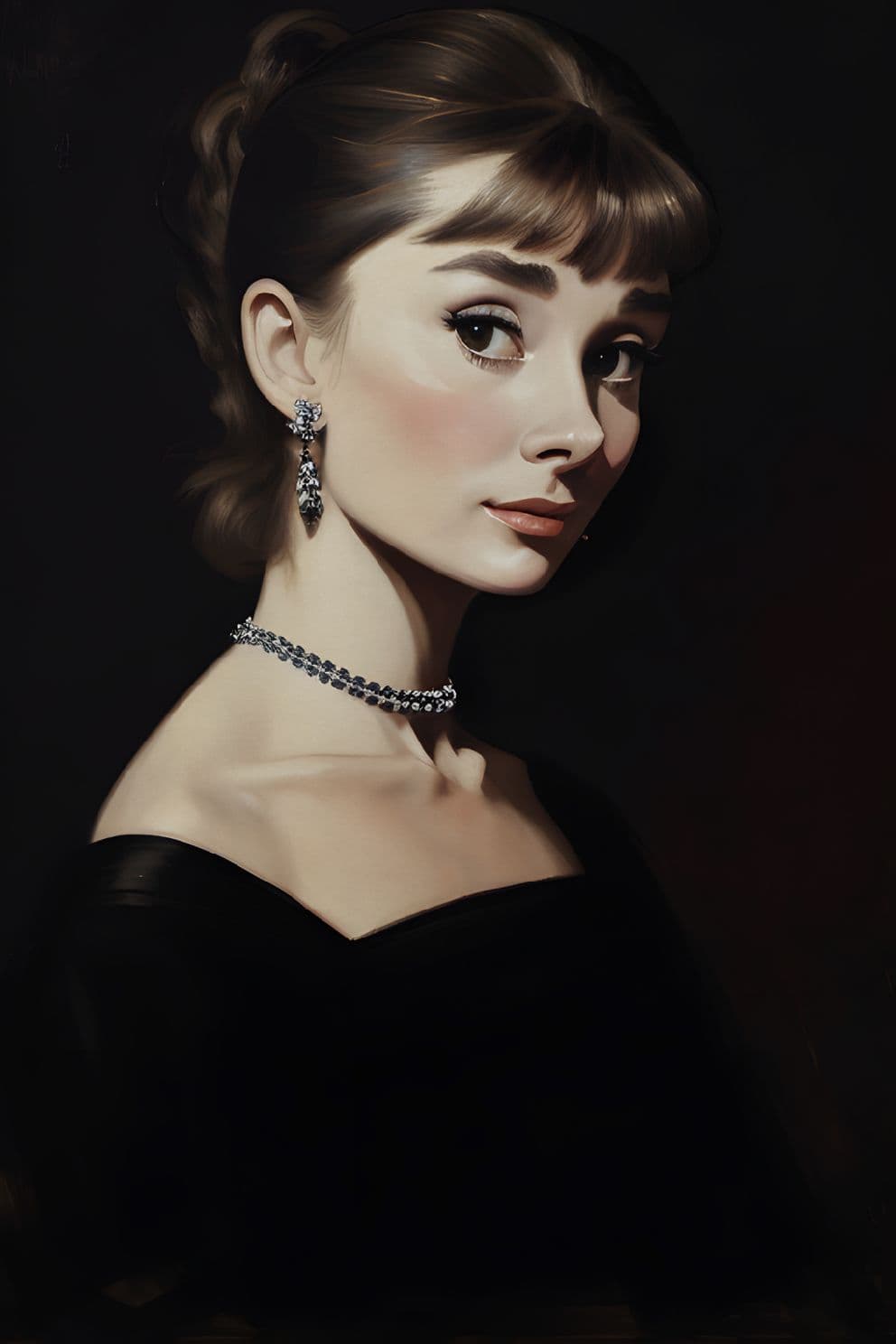 Portrait Gemälde Audrey Hepburn