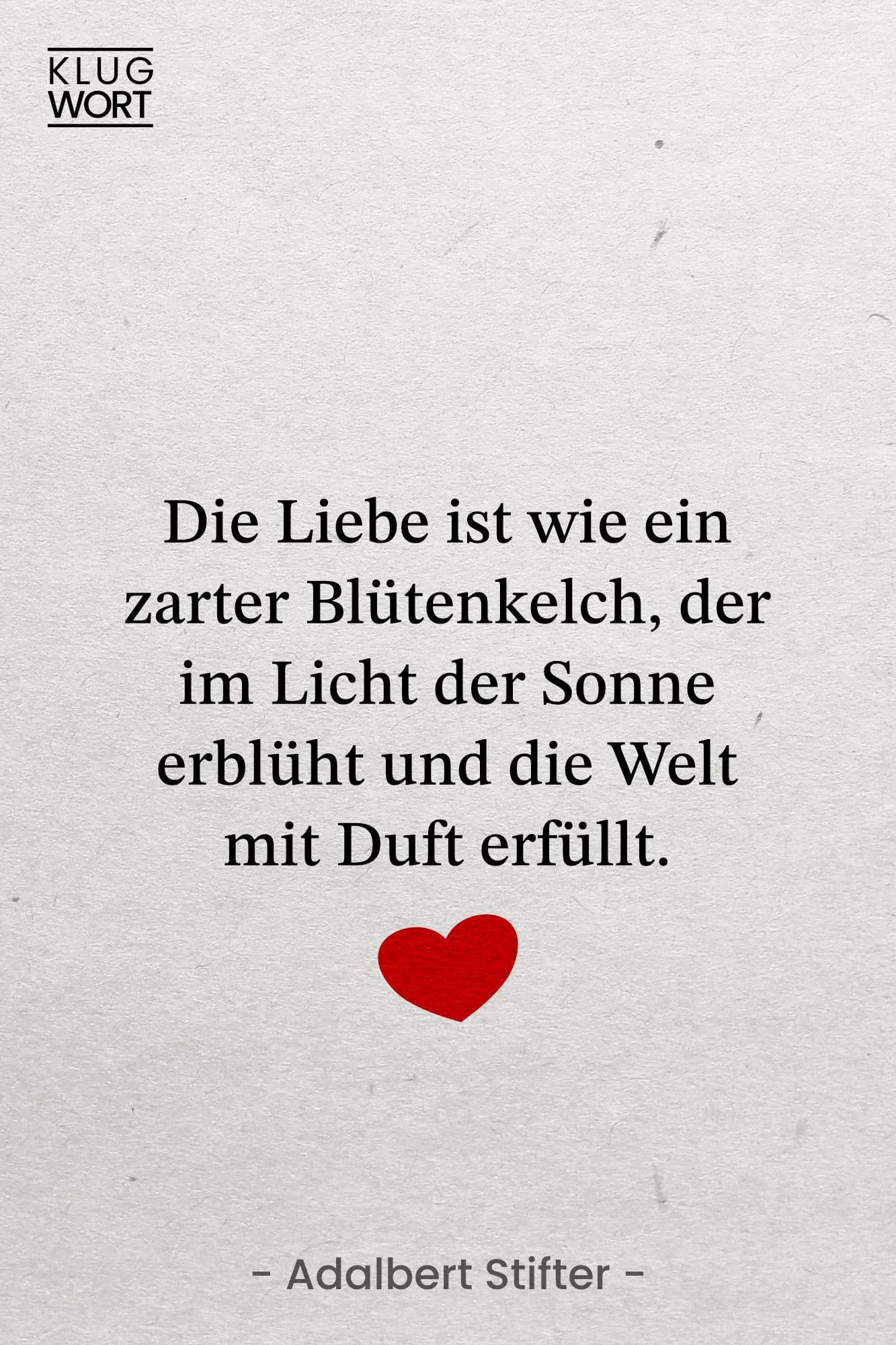 Zitat über die Liebe als zarter Blütenkelch von Adalbert Stifter