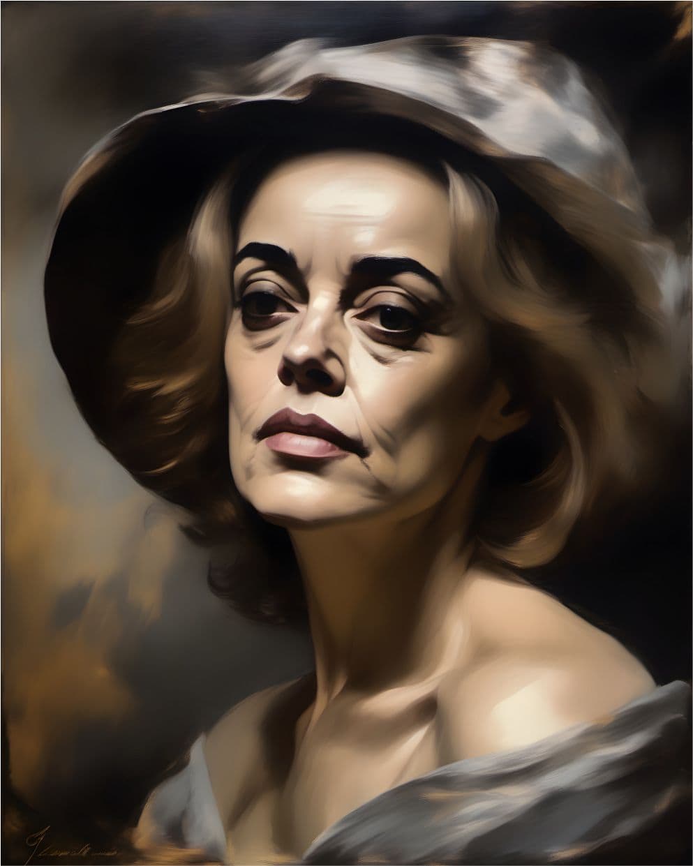 Portrait Gemälde Jeanne Moreau